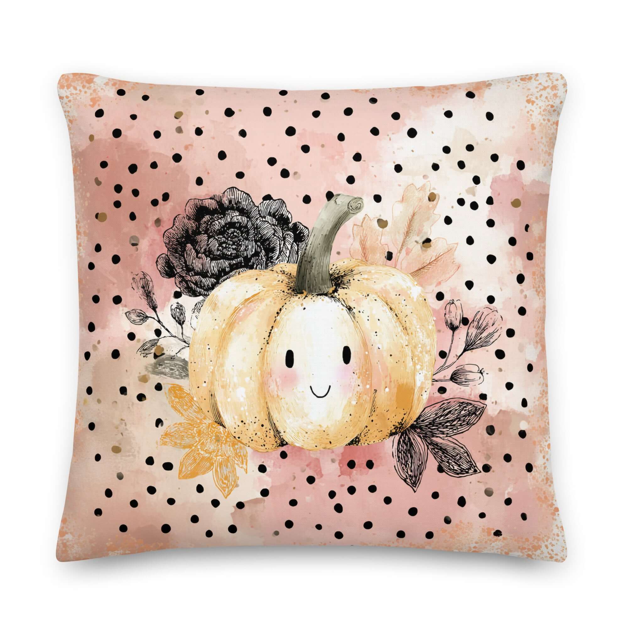 Autumn Watercolor Pumpkin Throw Pillow – Seasonal Farmhouse Cushion | Boutique In USA, Throw Pillows, $ 65.00, A Moment Of Now™
