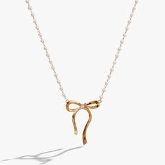 Bow Pearl Coquette Necklace, Necklaces, $ 48.00, A Moment Of Now™