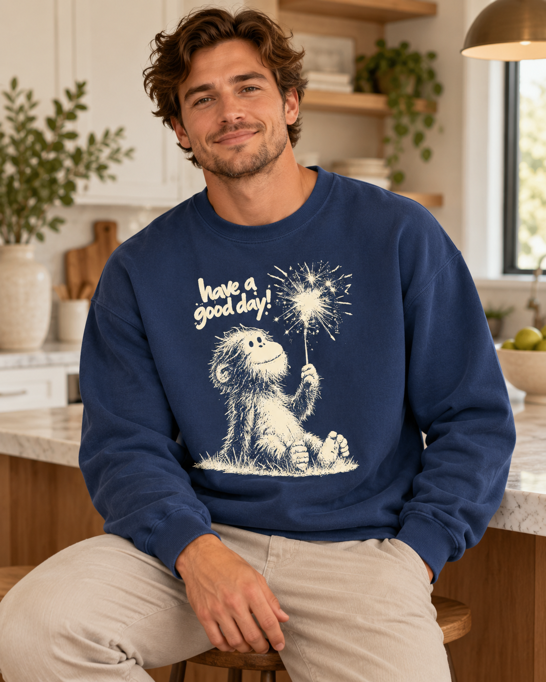 Baby Bigfoot sparkler sweatshirt styled for everyday wear