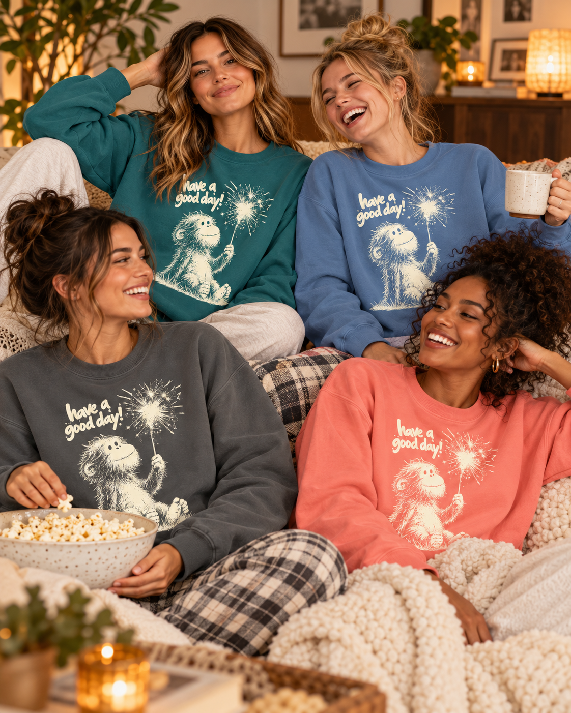 Cute Baby Bigfoot crewneck on a casual lifestyle model