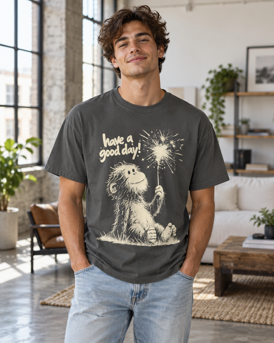 Baby Bigfoot Wishes You a Good Day T-Shirt | Cute Sasquatch Tee