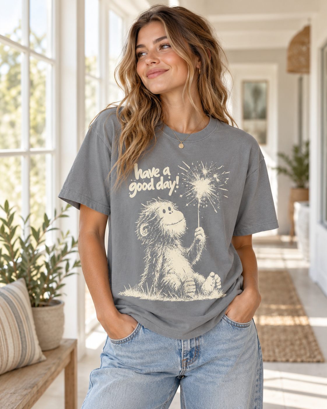 Baby Bigfoot sparkler graphic tee styled for everyday wear