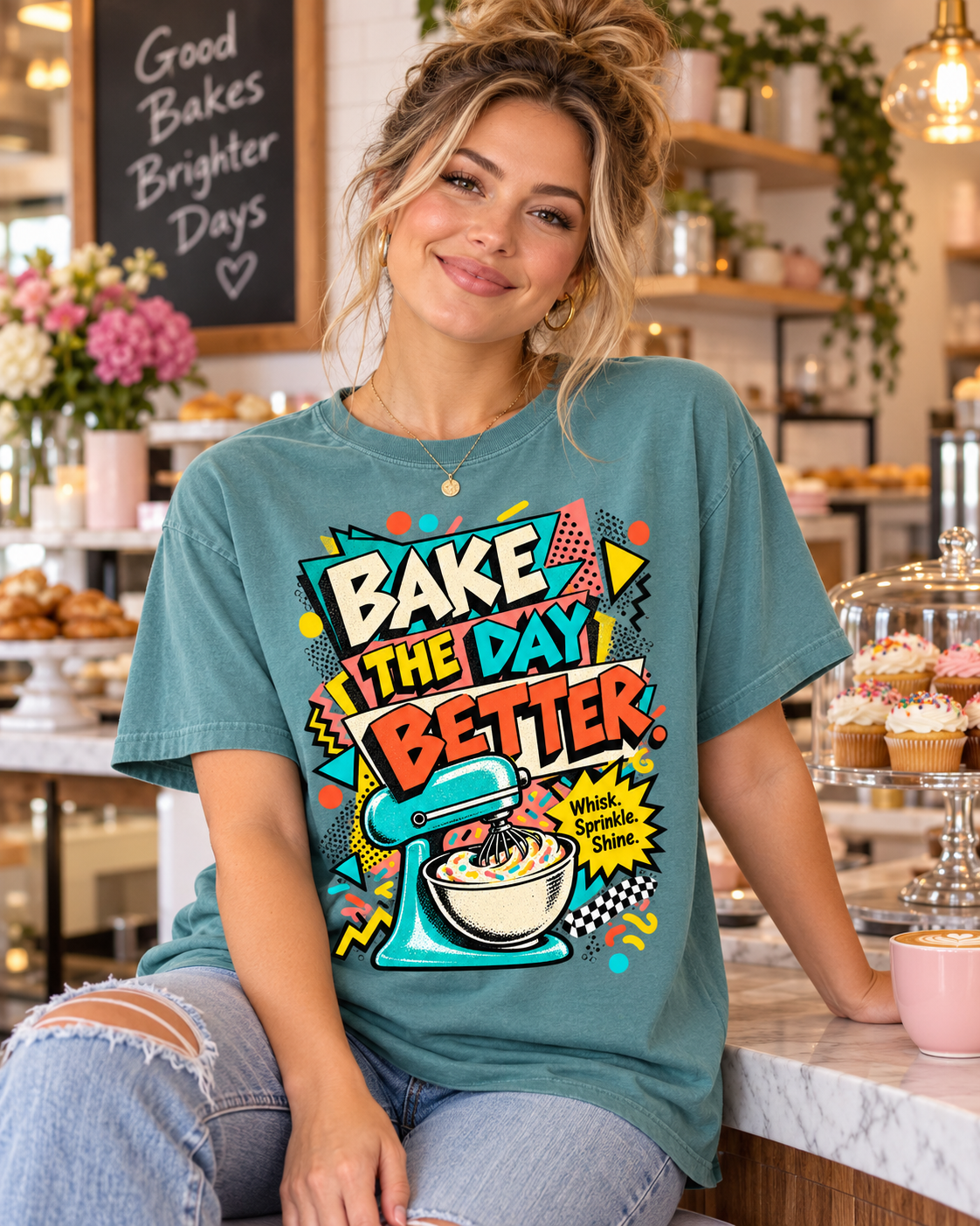 Bake the Day Better T-Shirt | Retro Baking Graphic Tee