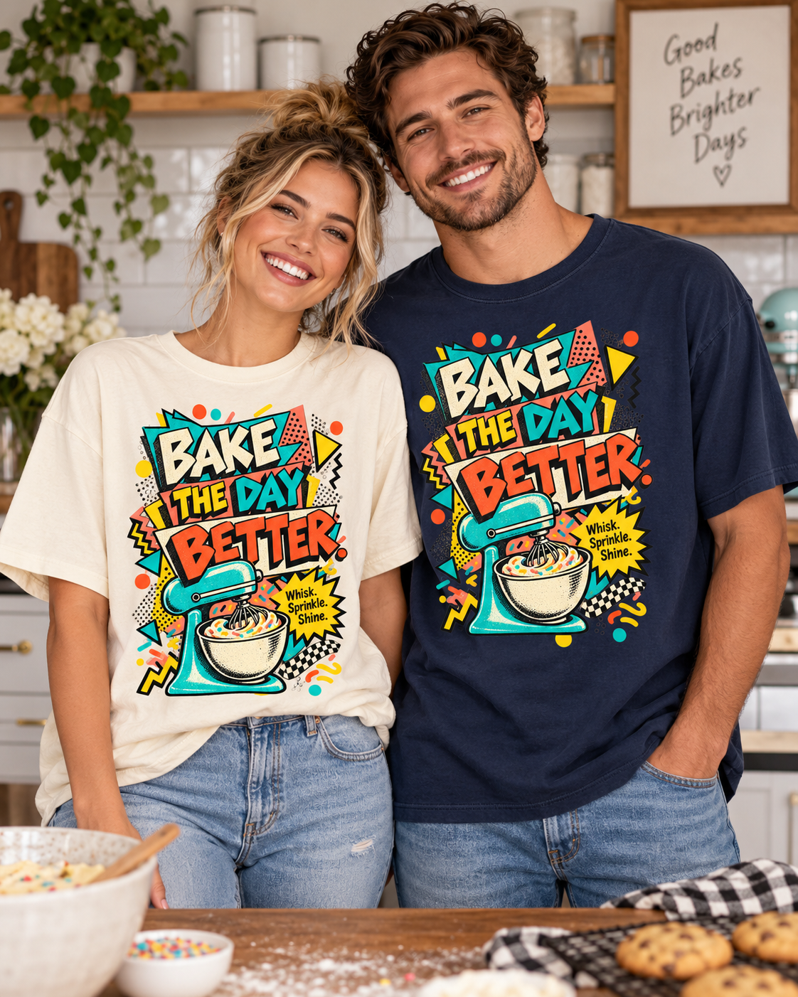Bake the Day Better T-Shirt | Retro Baking Graphic Tee