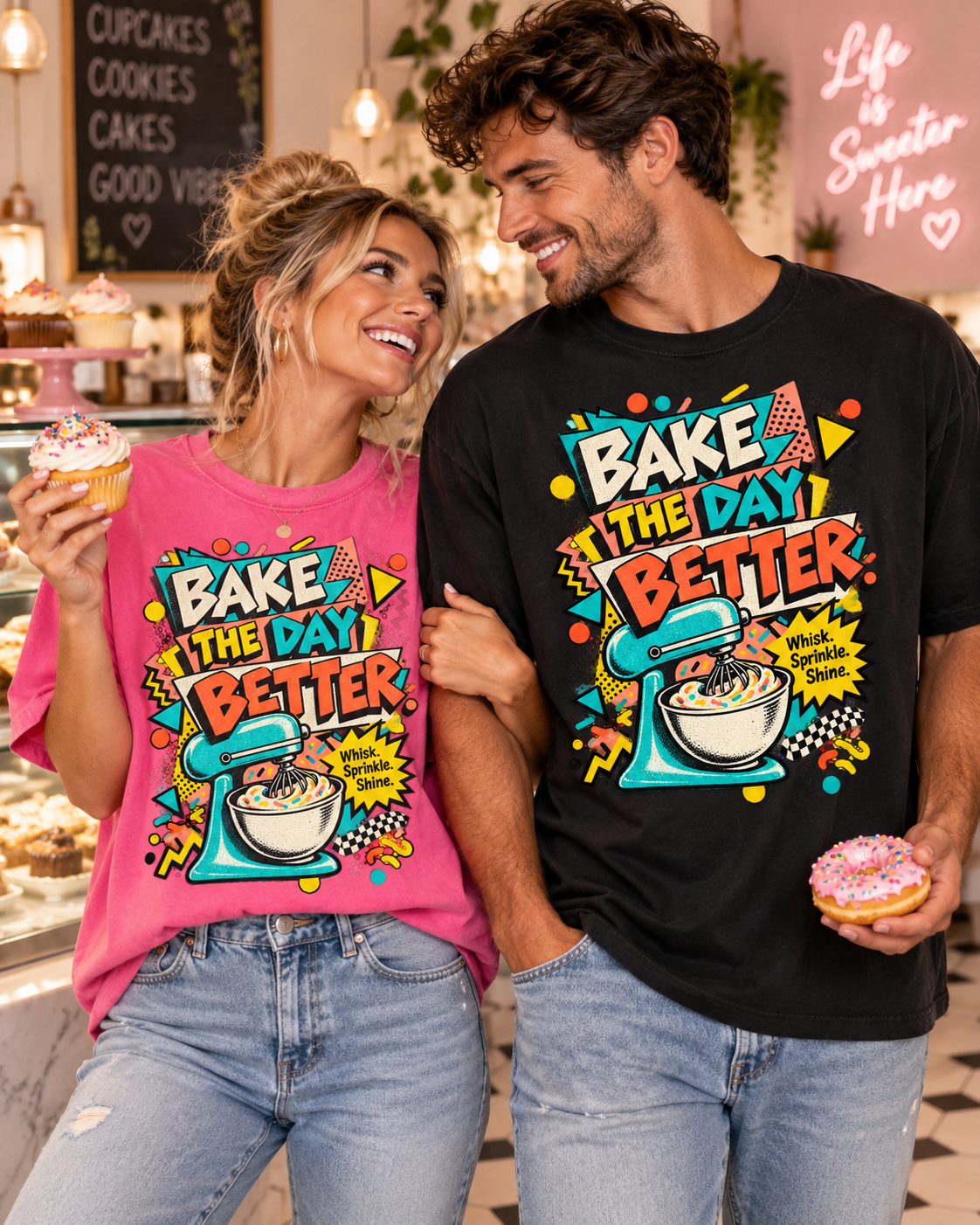 Bake the Day Better T-Shirt | Retro Baking Graphic Tee