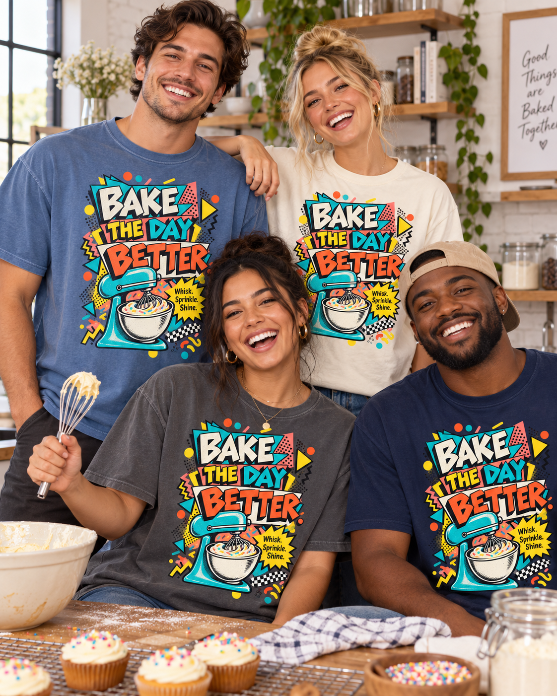 Bake the Day Better T-Shirt | Retro Baking Graphic Tee