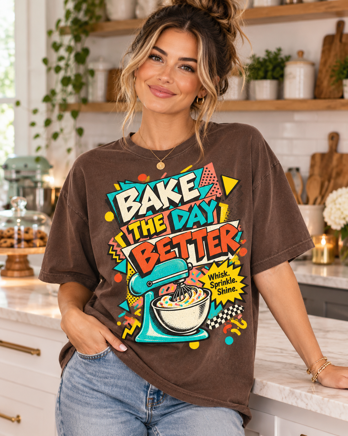 Bake the Day Better T-Shirt | Retro Baking Graphic Tee