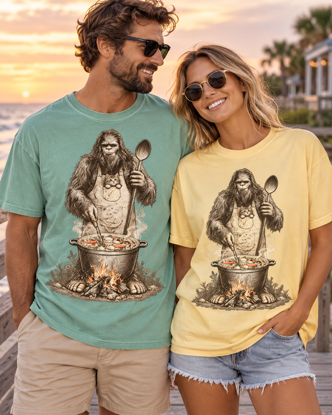 Bigfoot Soup Season T-Shirt – Campfire Cooking & Cat Graphic Tee