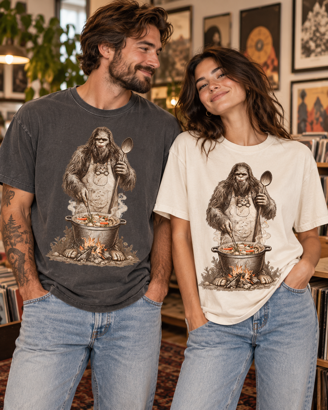 Bigfoot Soup Season T-Shirt – Campfire Cooking & Cat Graphic Tee