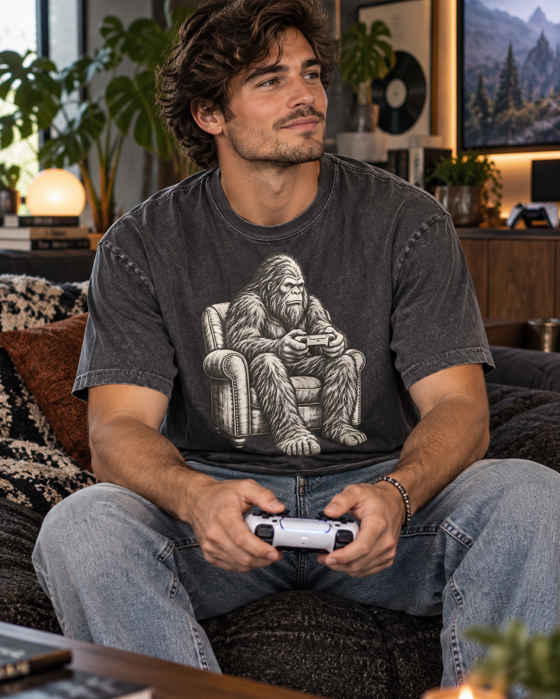 Bigfoot Gamer Homebody T-Shirt — Funny Sasquatch Comfort Colors® Tee