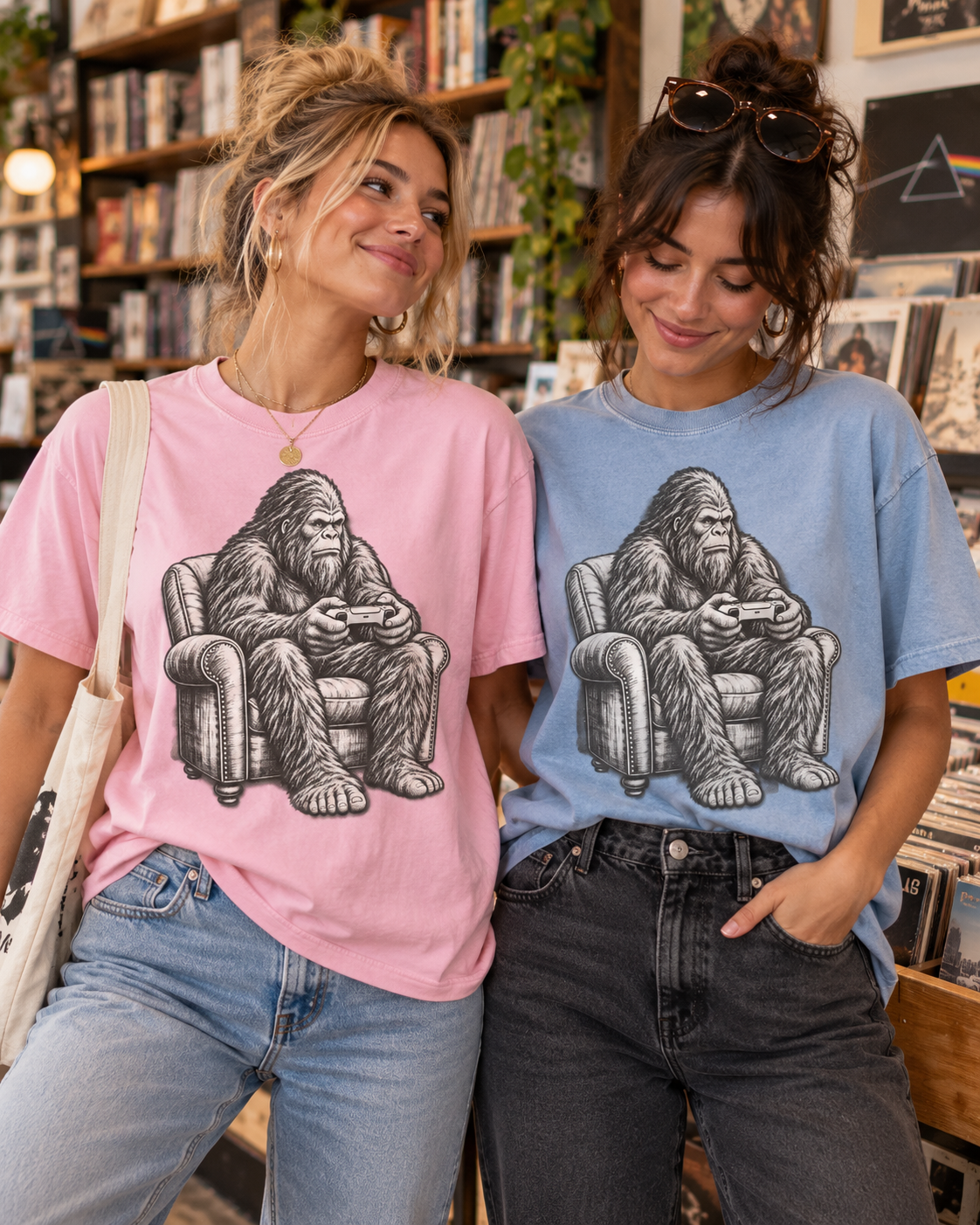 Sasquatch gamer graphic on a casual unisex T-shirt