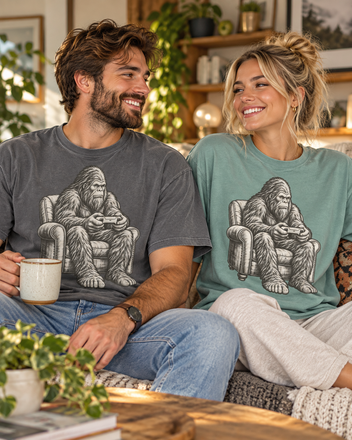 Bigfoot Gamer T-shirt styled for casual homebody wear