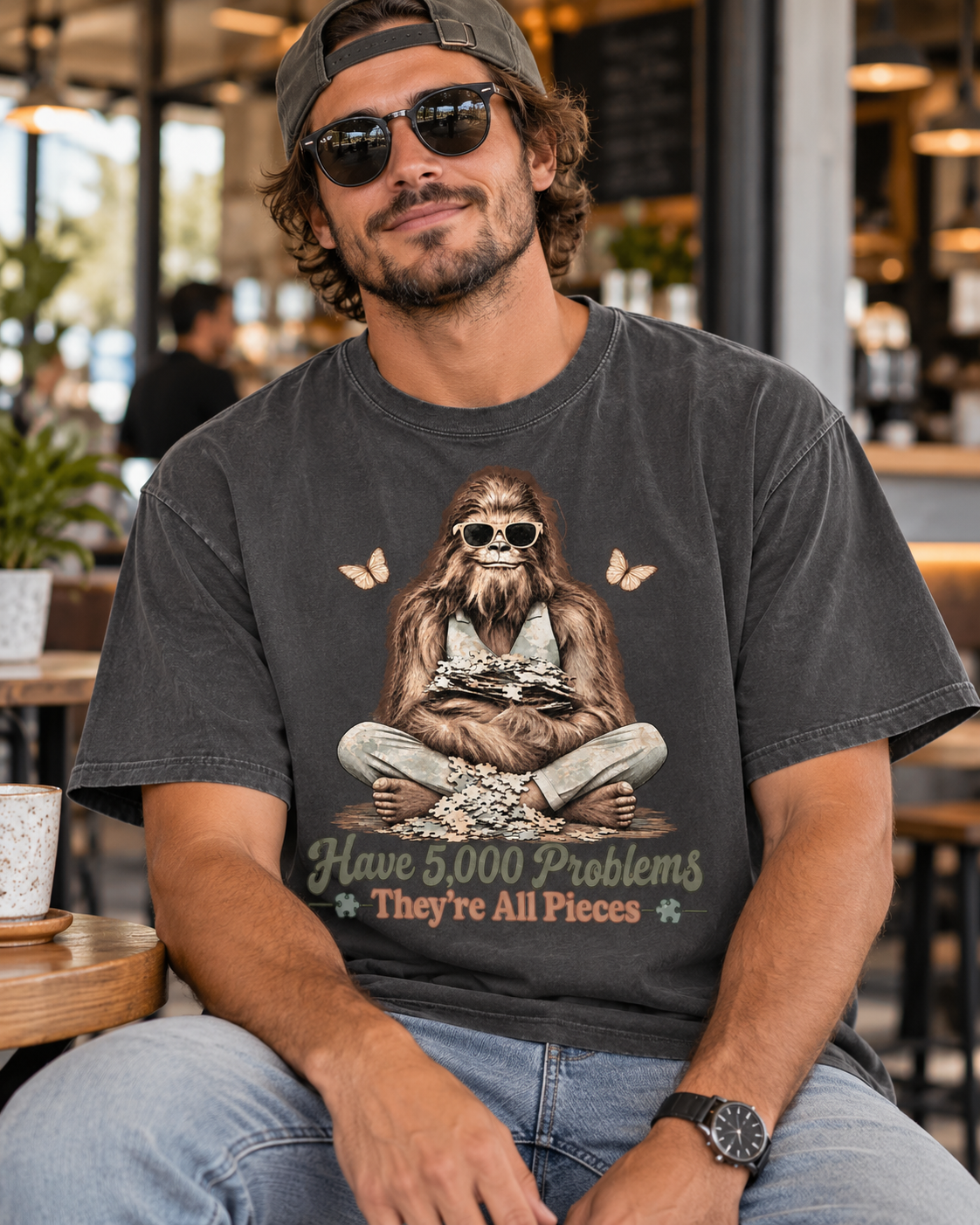 Bigfoot Puzzle Lover T-Shirt – Have 5,000 Problems, They're All Pieces
