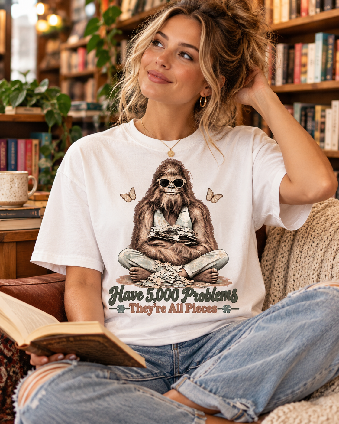 Bigfoot Puzzle Lover T-Shirt – Have 5,000 Problems, They're All Pieces