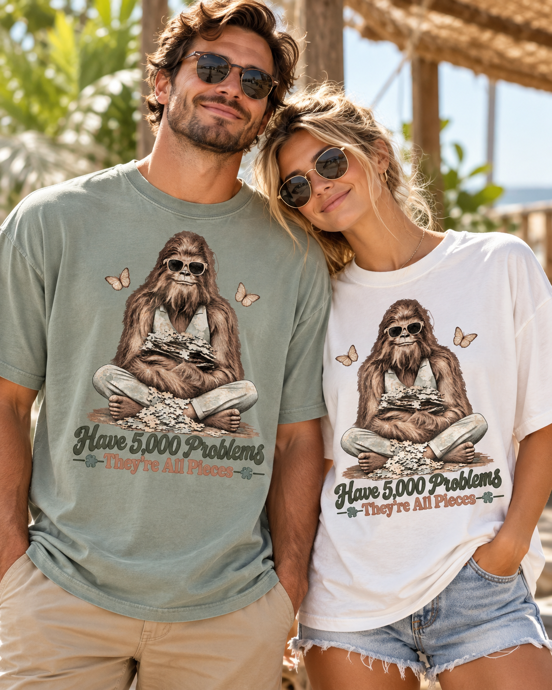Bigfoot Puzzle Lover T-Shirt – Have 5,000 Problems, They're All Pieces