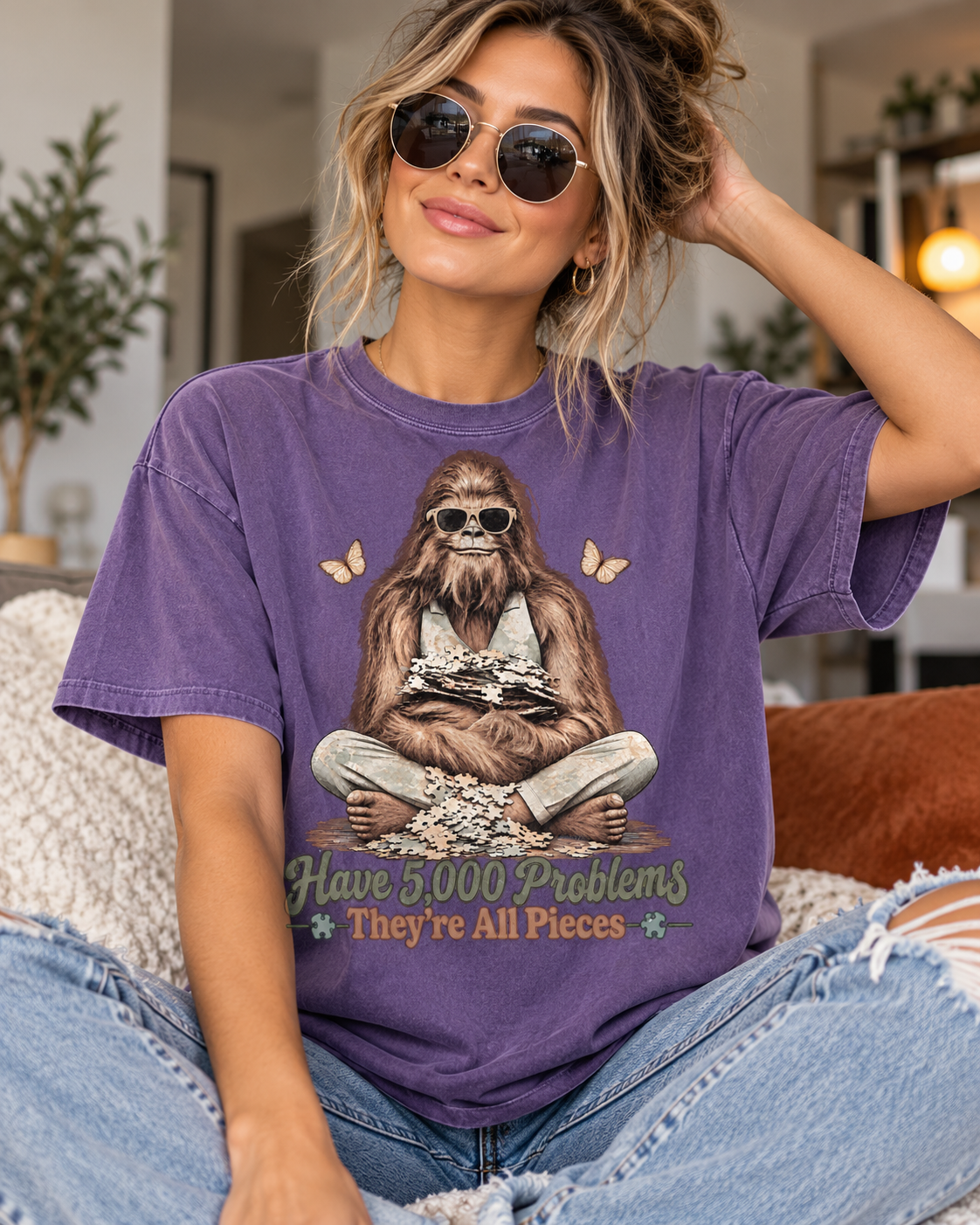 Bigfoot Puzzle Lover T-Shirt – Have 5,000 Problems, They're All Pieces