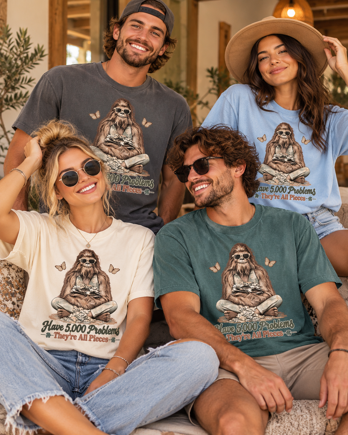 Bigfoot Puzzle Lover T-Shirt – Have 5,000 Problems, They're All Pieces