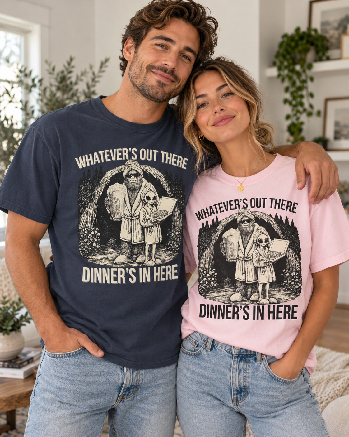 Bigfoot & Alien Pizza Night T-Shirt – Dinner's In Here