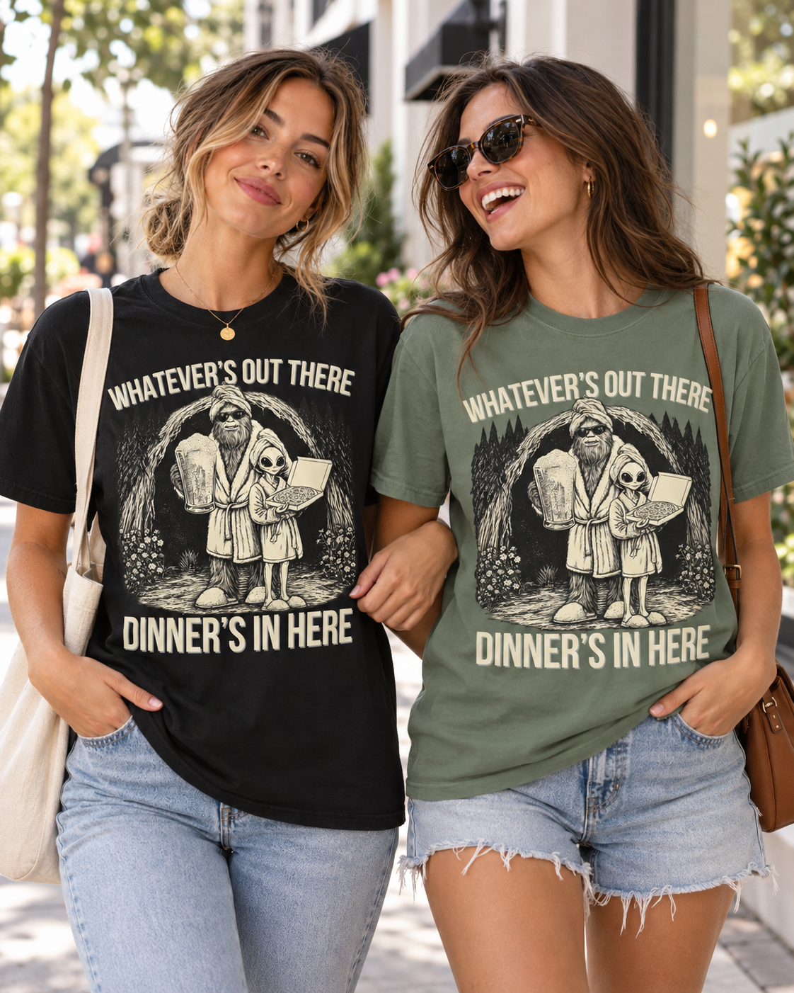 Bigfoot & Alien Pizza Night T-Shirt – Dinner's In Here