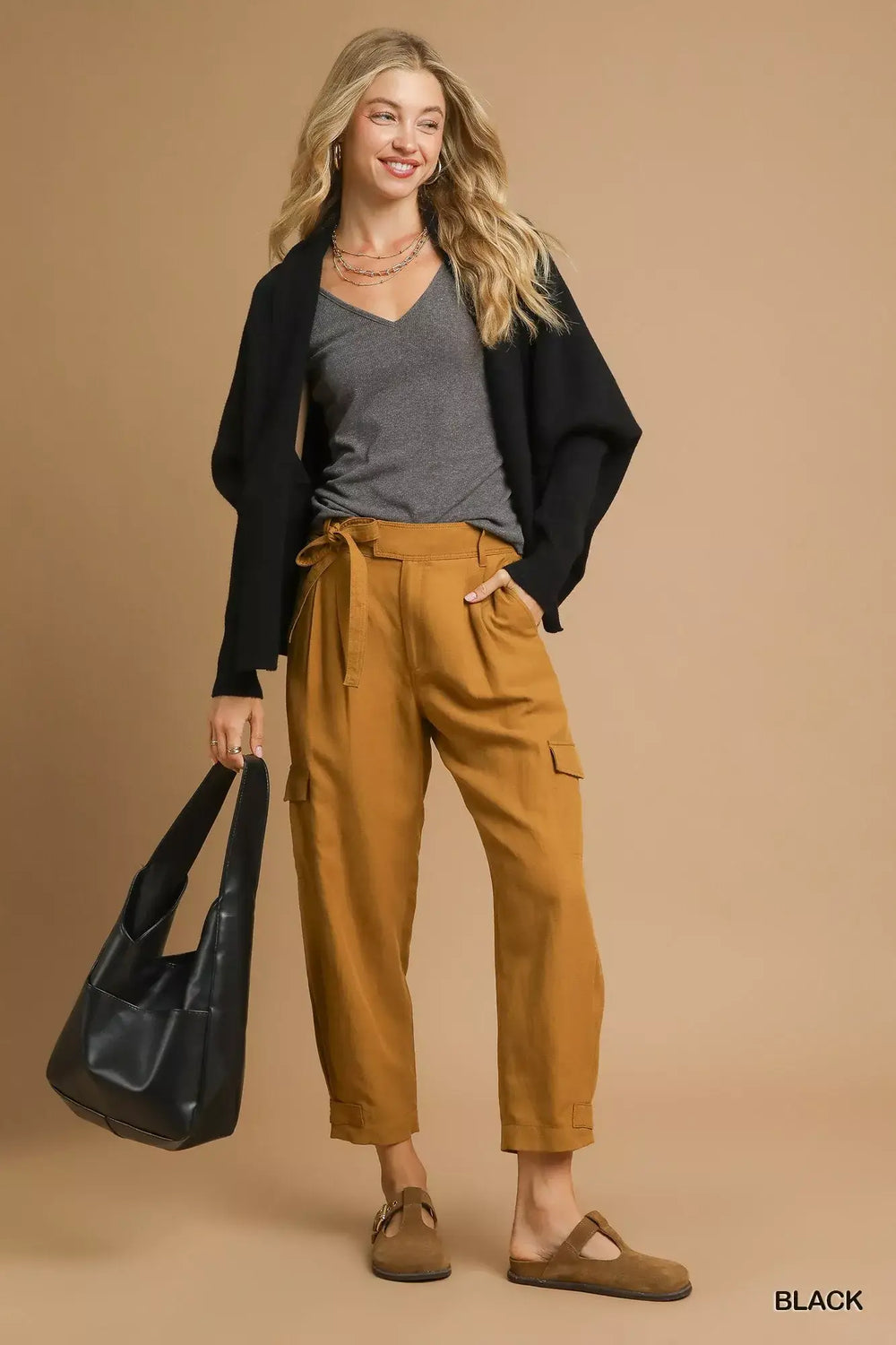 Black Open Front Cardigan with Versatile Front Pockets, , $ 45.00, A Moment Of Now™