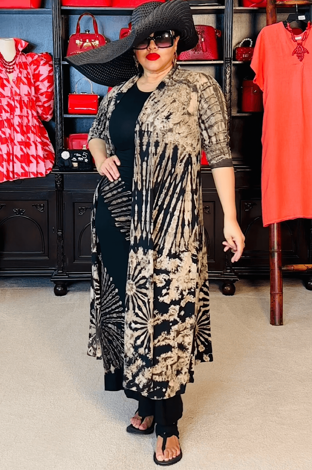 Black Oversized Beach Resort Wide Brim Hat