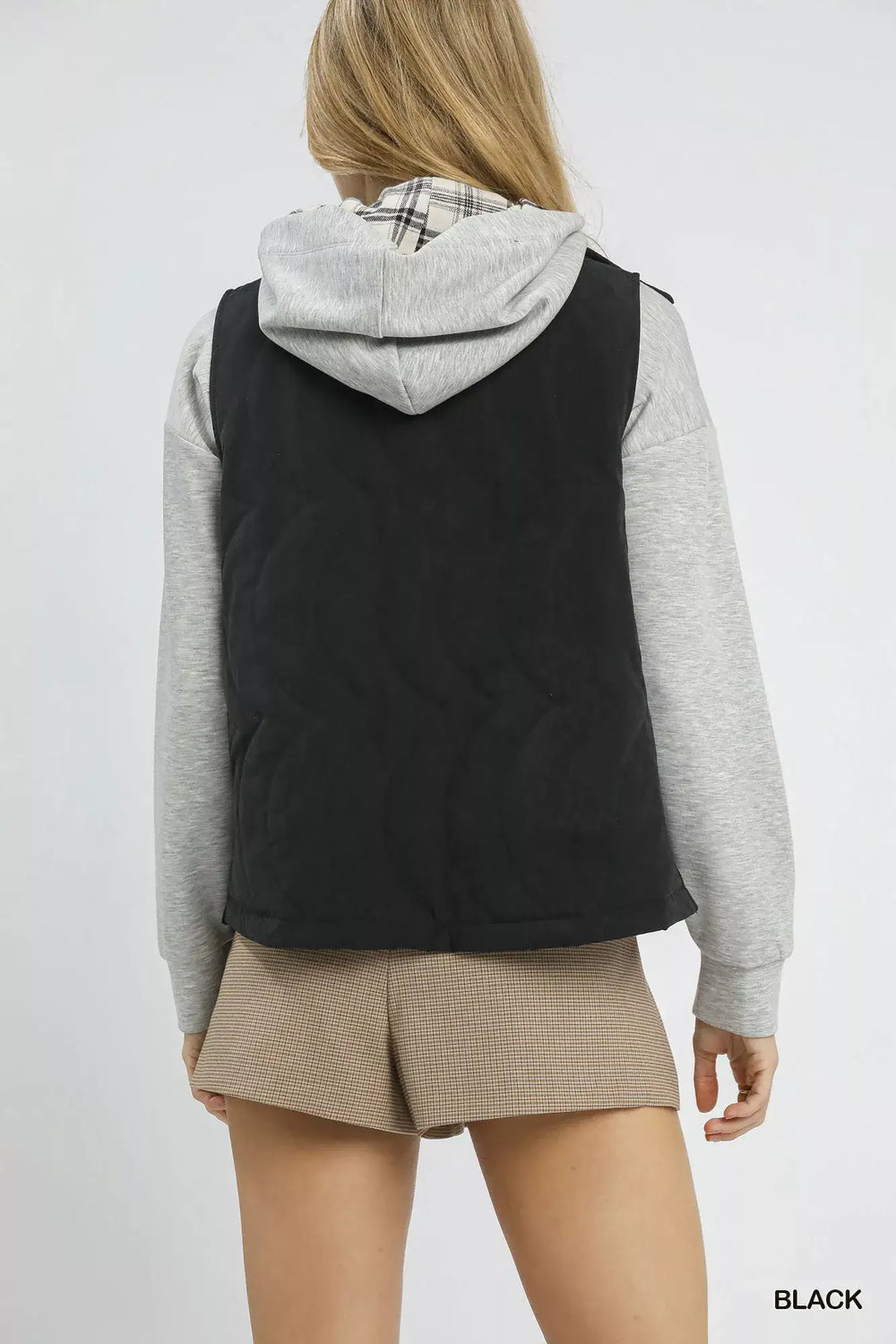 Black Quilted Embroidered Vest Jacket - Stylish Comfort, Vests Jackets, $ 66.00, A Moment Of Now™