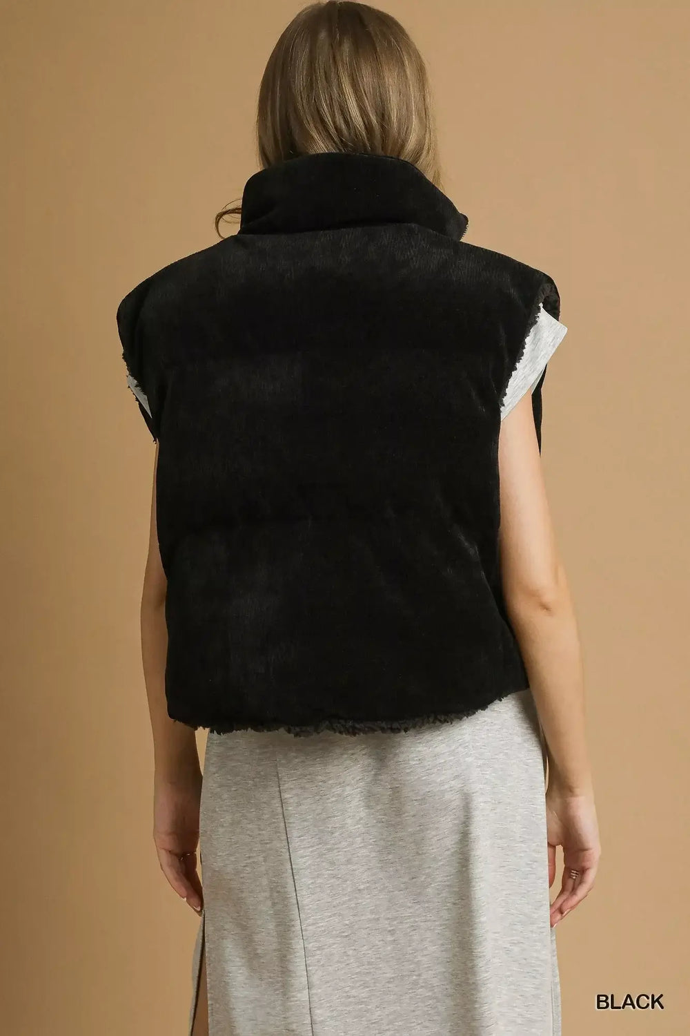 Black Sherpa-Lined Zip Vest | Versatile Outerwear for All, Vests, $ 65.00, A Moment Of Now™