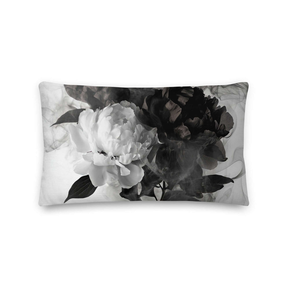 Black and White Smokey Peonies Throw Pillow Cushion, Throw Pillows, $ 55.00, A Moment Of Now™