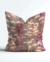 Boho Pink Wildflowers Throw Pillow Cover with Insert