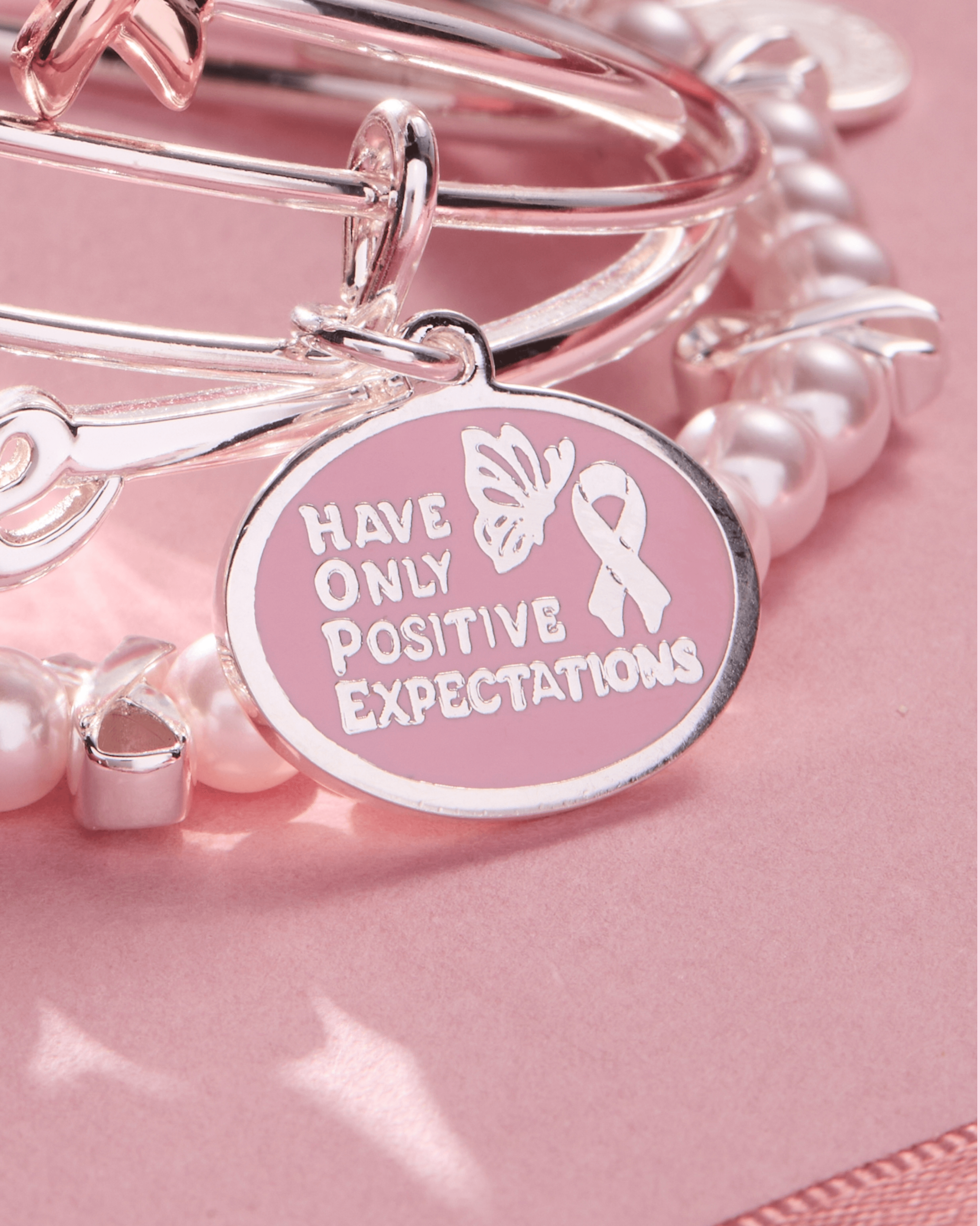'HOPE' Breast Cancer Awareness Charm Bangle Set of 2, Bracelets, $ 68.00, A Moment Of Now™