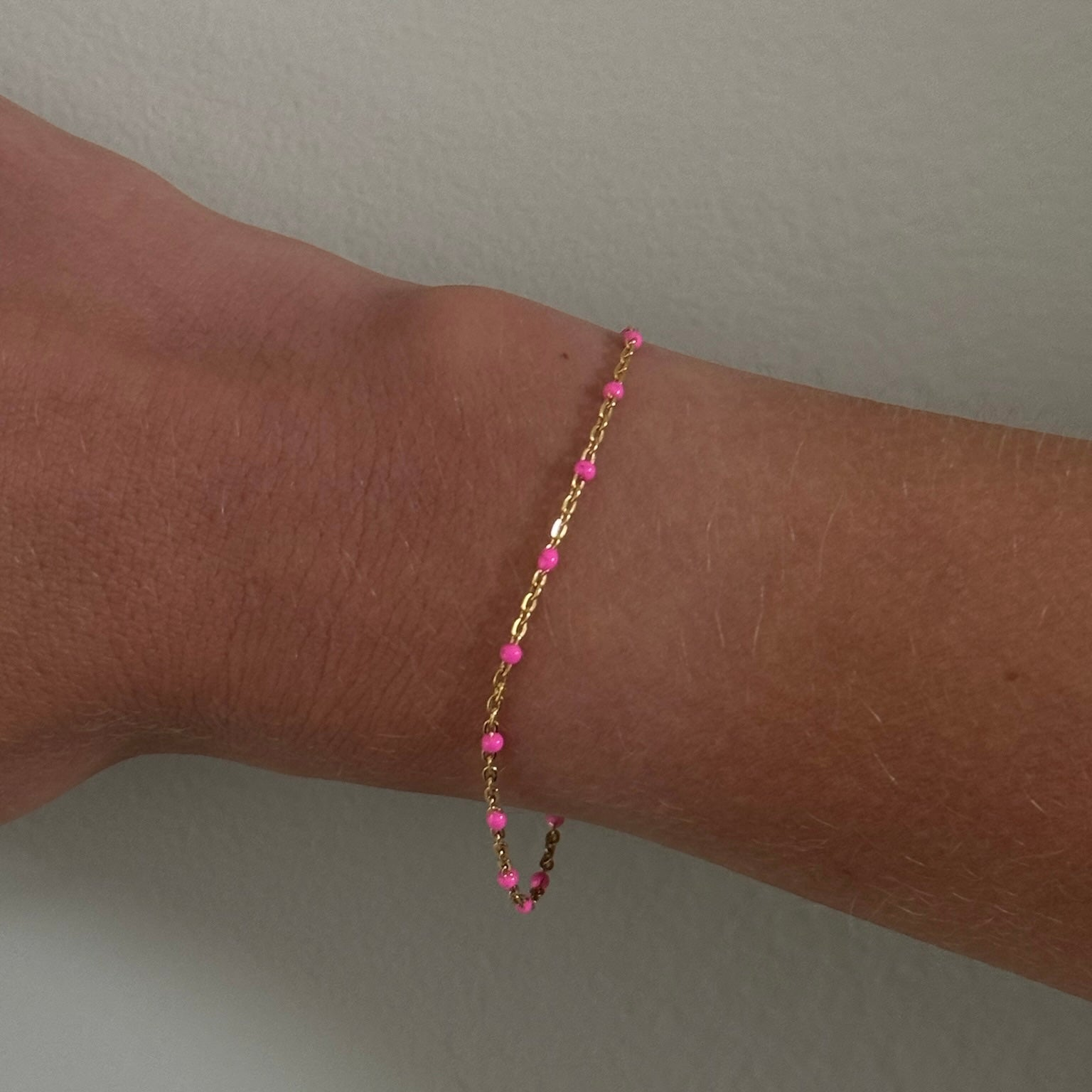 Pink Daisy Bracelet | 14K Gold Filled Enamel Chain, Bracelets, $ 52.00, A Moment Of Now™