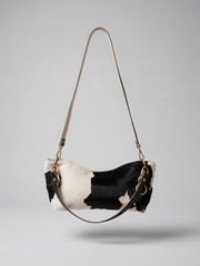 Blair Shoulder Bag, Cow Print Calf Hair-Black Leather