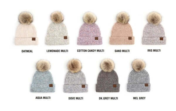 Women's CC Cozy Marled Pom Beanie Hat | USA Boutique Online, Aili's Corner, $ 35.00