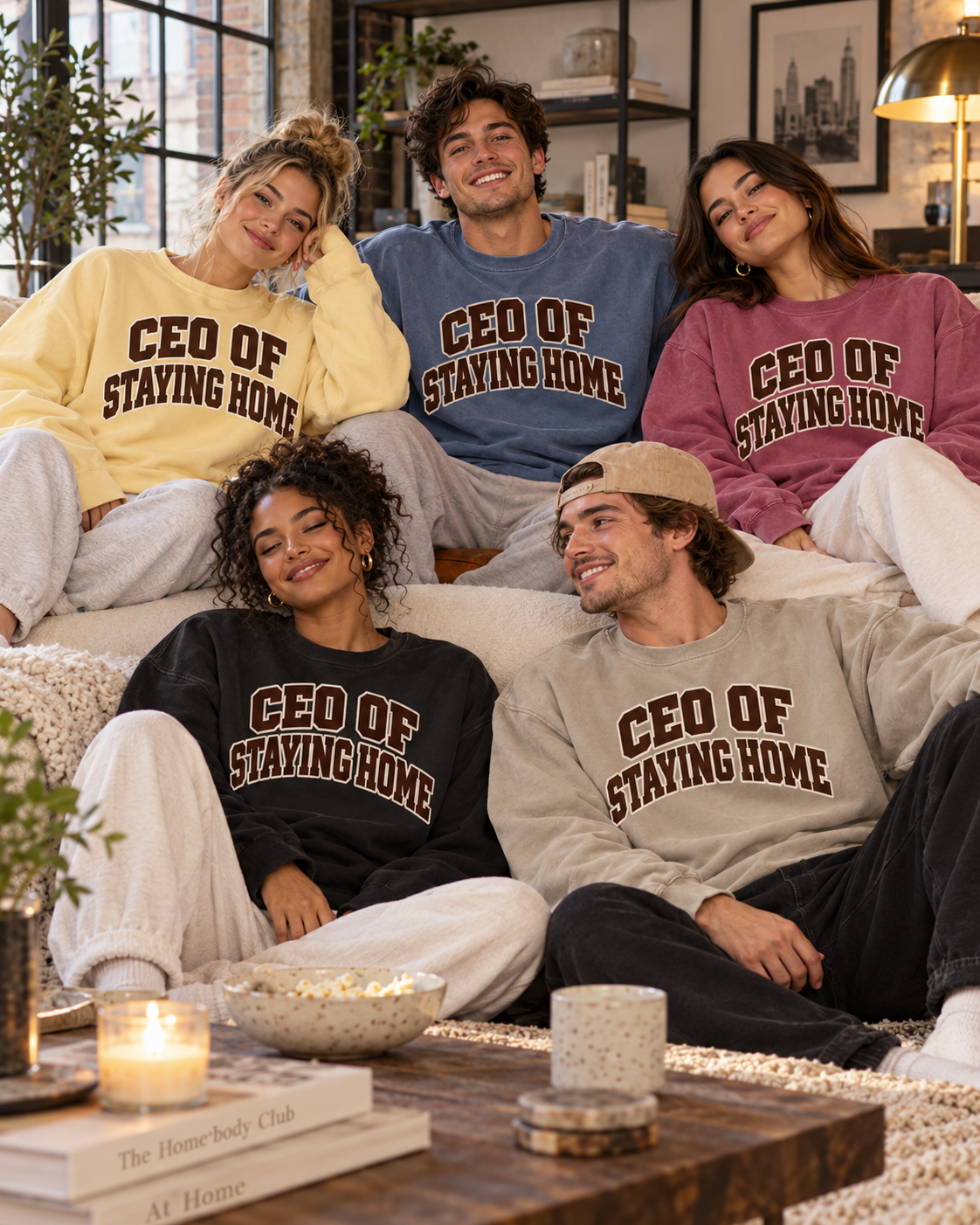 Homebody varsity graphic sweatshirt styled for everyday wear