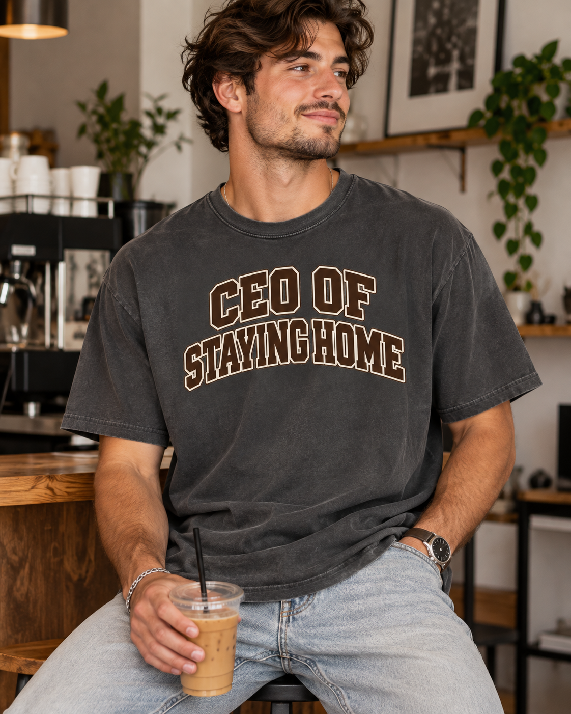Comfort Colors homebody T-shirt with collegiate CEO of Staying Home design