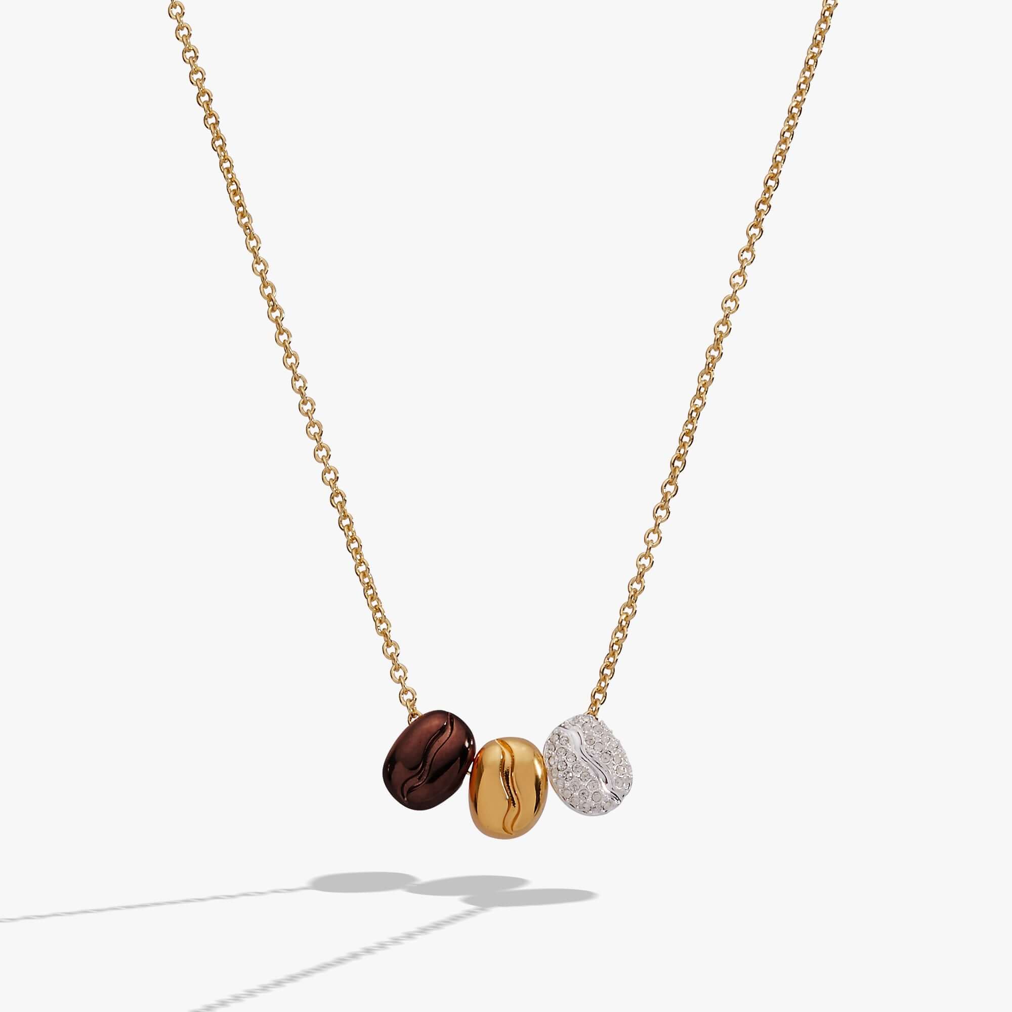 Coffee Bean 'Happiness, Wealth, Health' Engraved Pendant Necklace