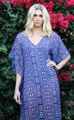 Geo Diamond Midi Caftan in Cobalt Blue + Silver | Boutique In USA, Dresses, $ 120.00, A Moment Of Now™