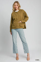 Camel Brown Textured Jacquard Jacket - Sophisticated Style, Jackets, $ 59.00, A Moment Of Now™