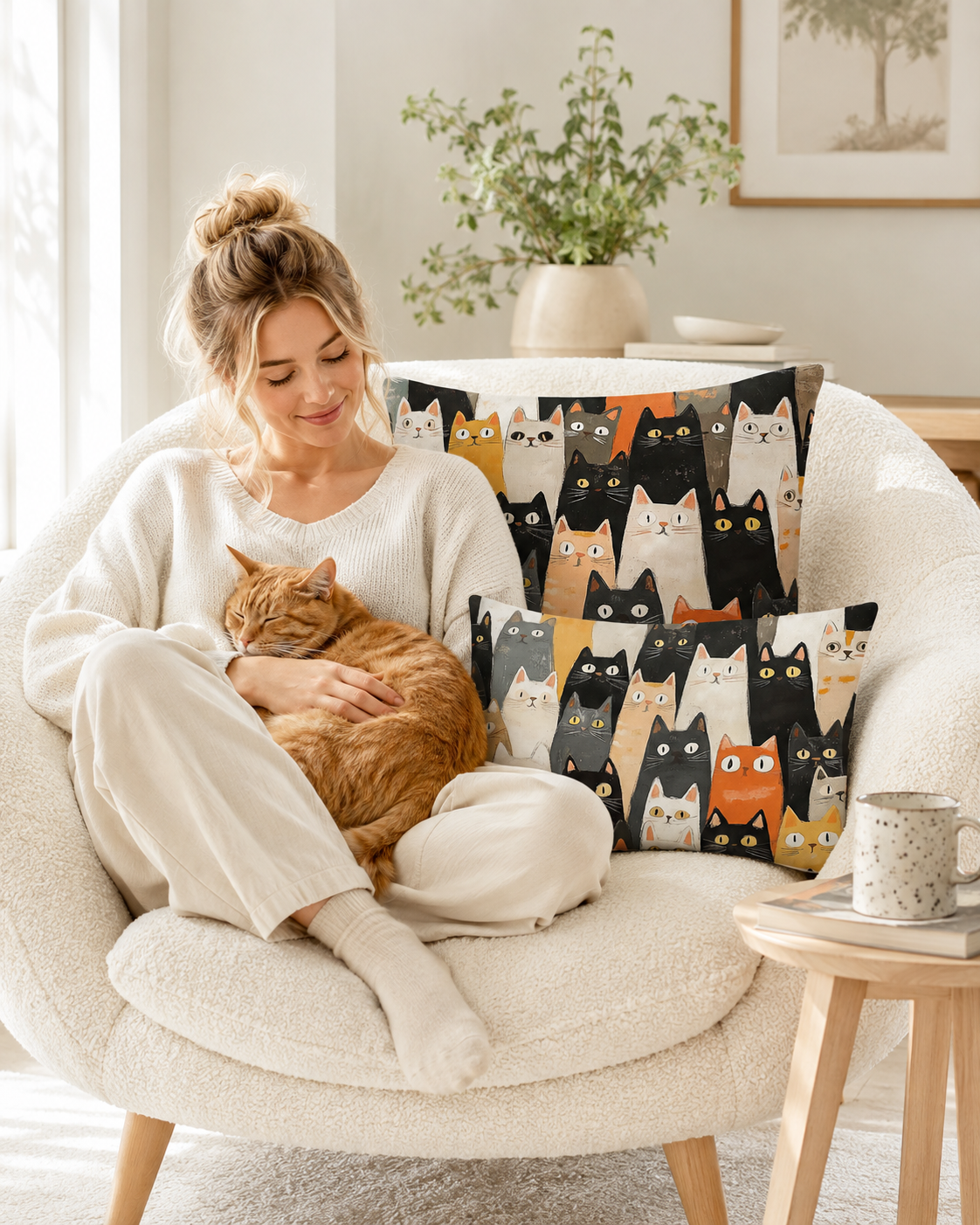 Cat Lover’s Dream Throw Pillow – Covered in As Many Cute Cats as Possible!
