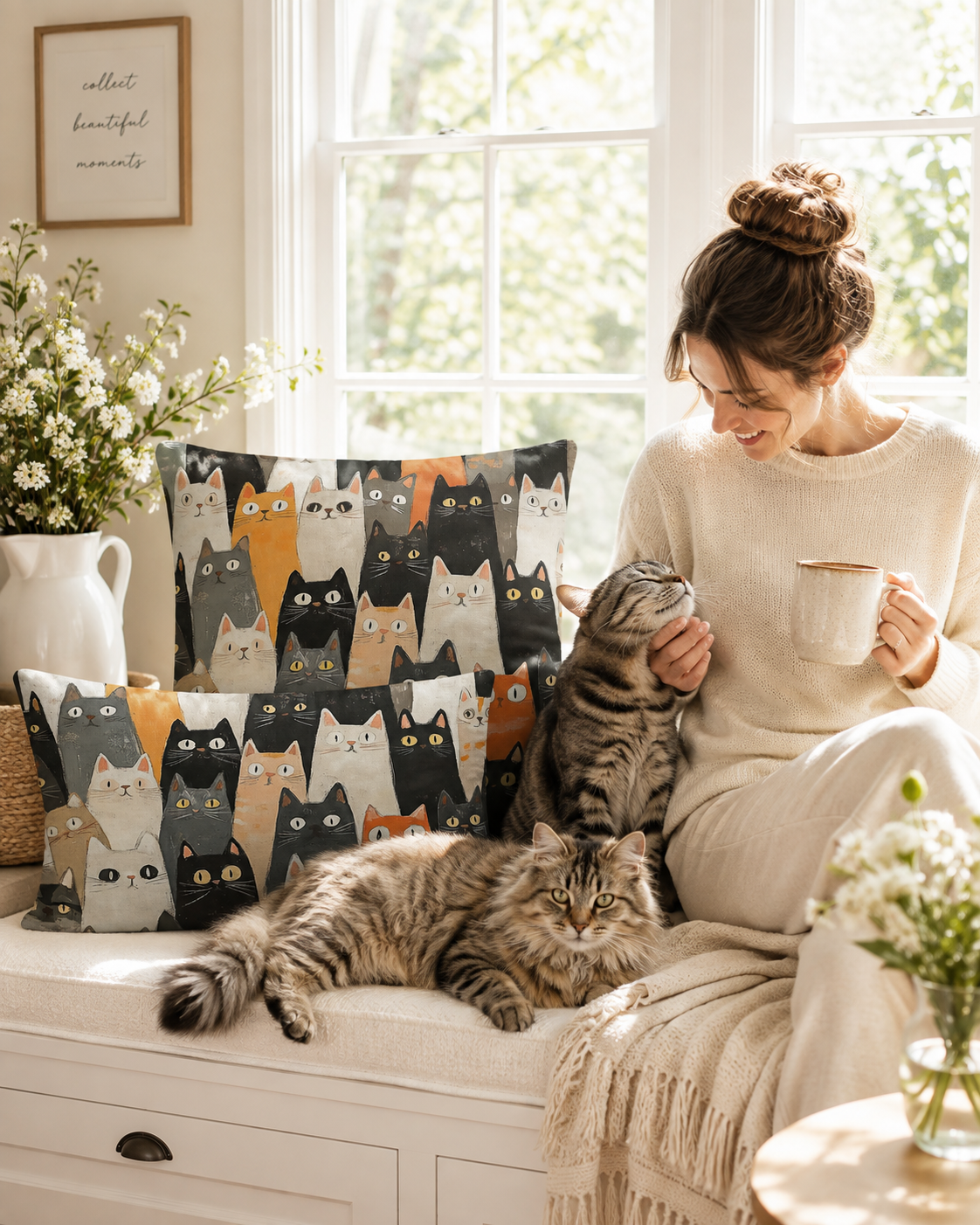 Cat Lover’s Dream Throw Pillow – Covered in As Many Cute Cats as Possible!