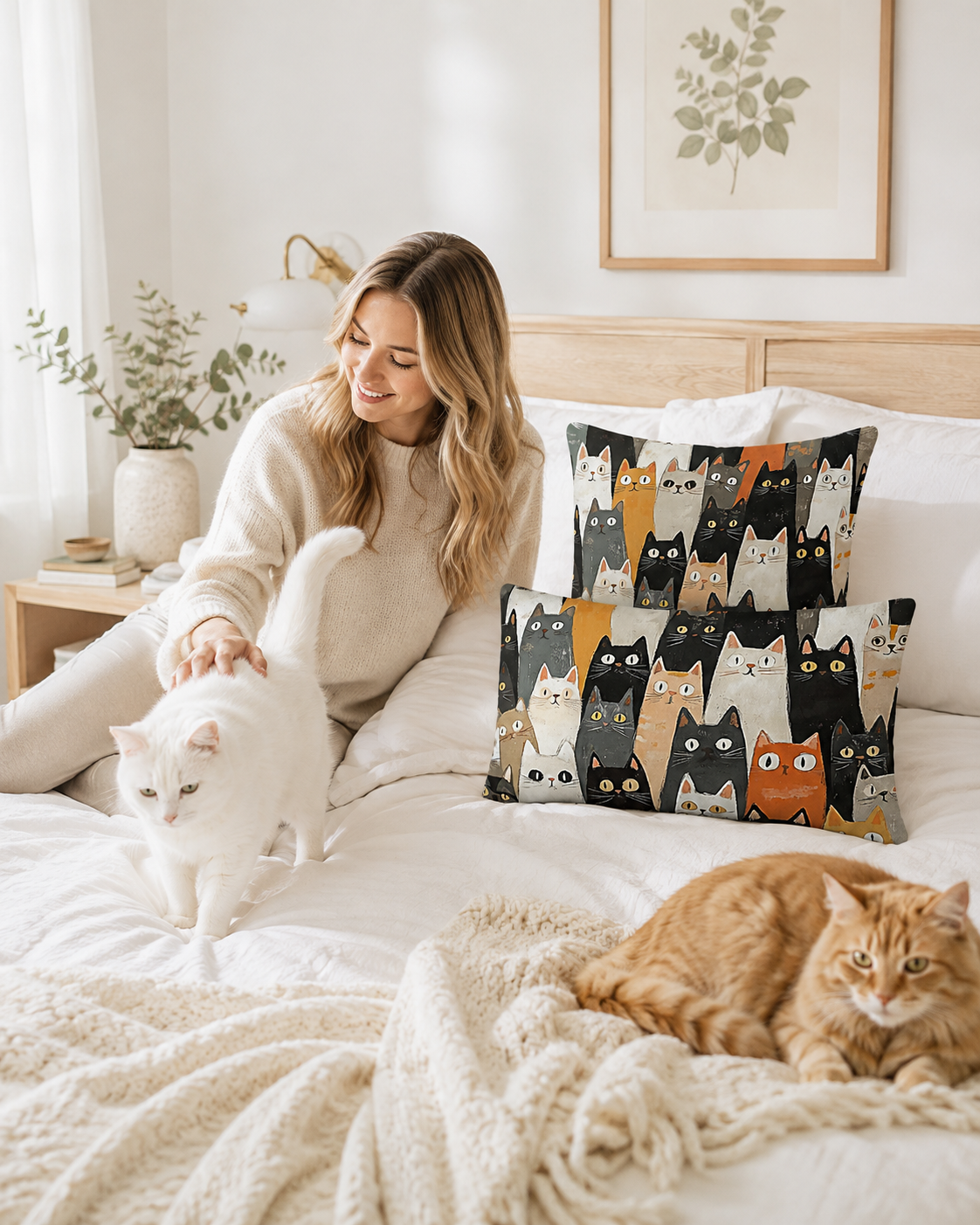 Cat Lover’s Dream Throw Pillow – Covered in As Many Cute Cats as Possible!