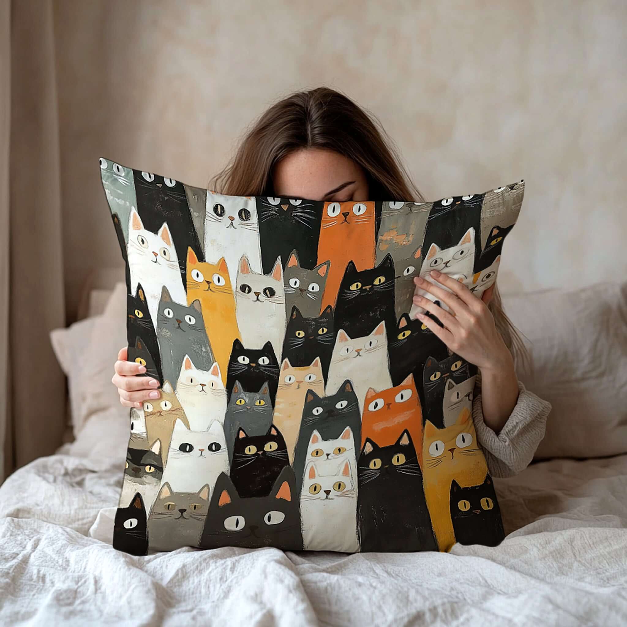 Cat Lover’s Dream Throw Pillow – Covered in As Many Cute Cats as Possible!