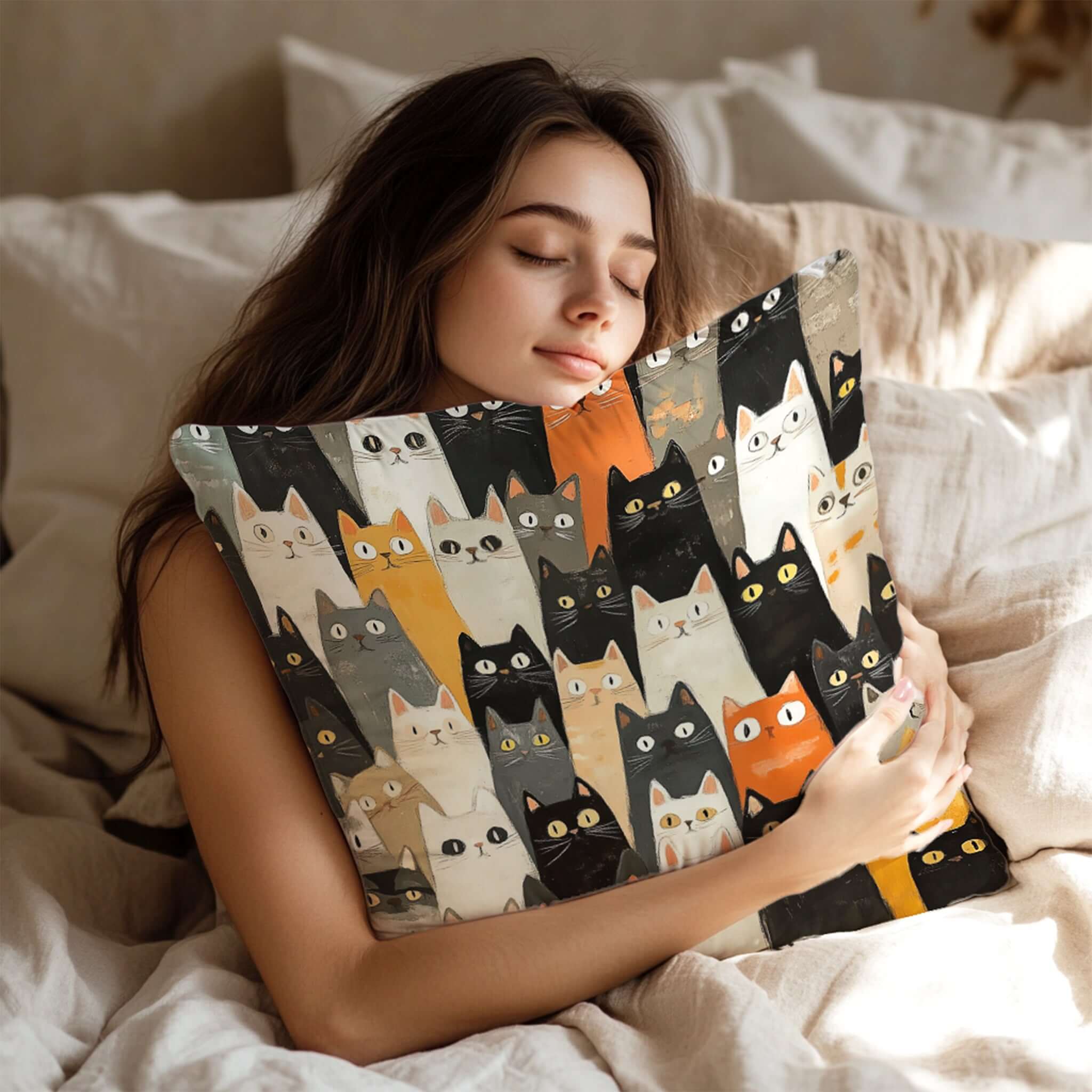 Cat Lover’s Dream Throw Pillow – Covered in As Many Cute Cats as Possible!