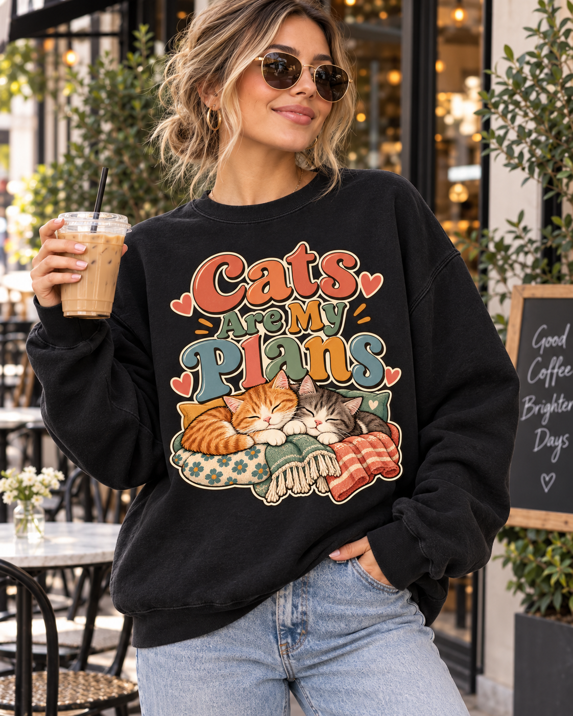 Cats Are My Plans Sweatshirt — Cozy Cat Lover Pullover