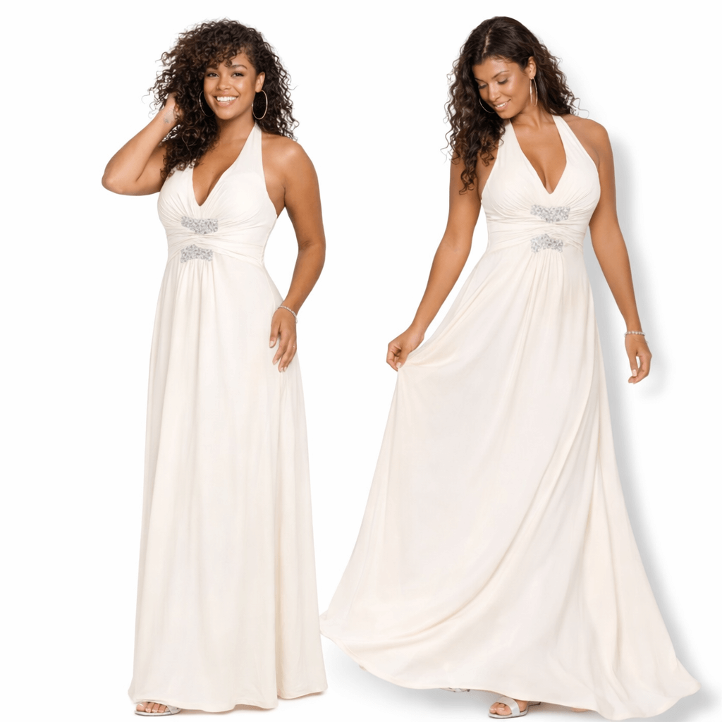 Ivory Halter Empire Waist Party Maxi Dress | Elegant Formal Gown, Dresses, $ 29.99, A Moment Of Now™