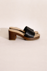 LAUREN-1 Slides Mules Heels - Black - Size 7.5