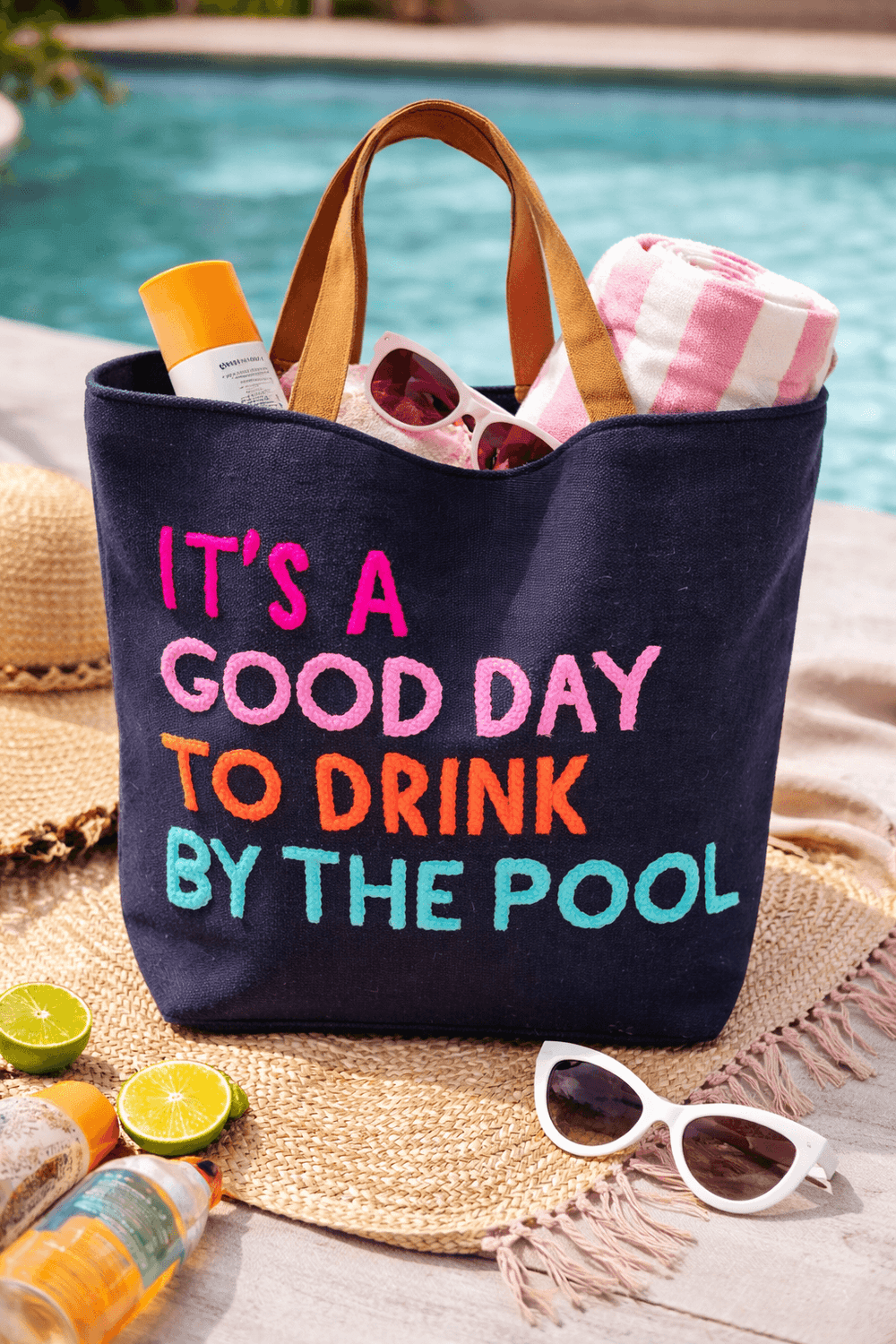 Navy Poolside Bliss Tote, Accessories, $ 89.00, A Moment Of Now™