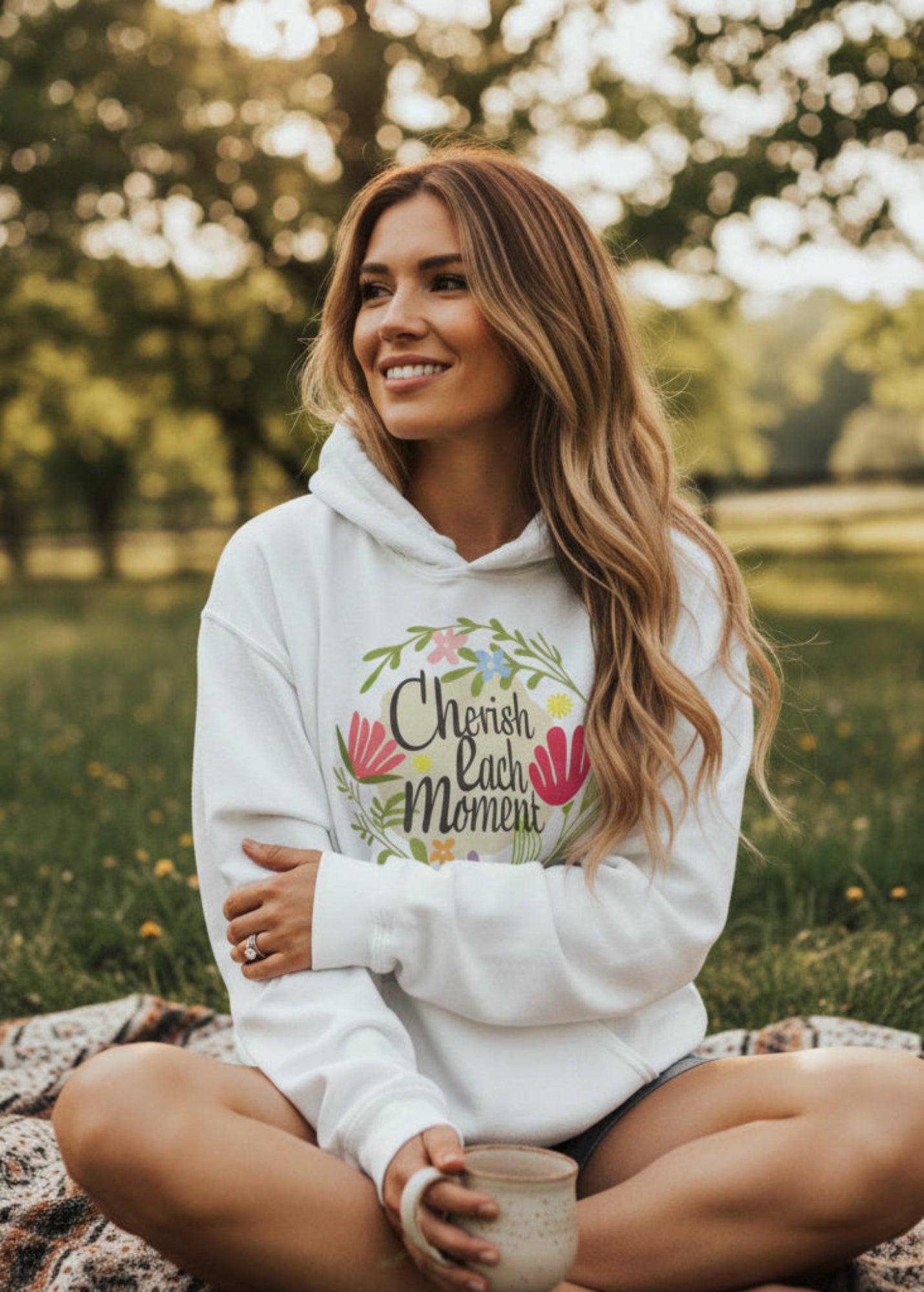 Cherish Each Moment Spring Flowers Hoodie | A Moment Of Now™, Hoodie, $ 41.50, A Moment Of Now™