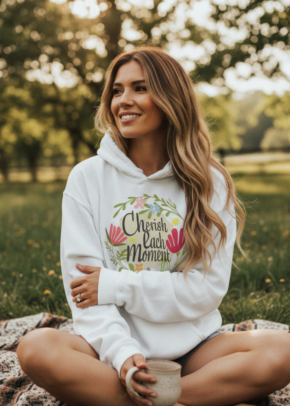 Cherish Each Moment Spring Flowers Hoodie | A Moment Of Now™, Hoodie, $ 41.50, A Moment Of Now™