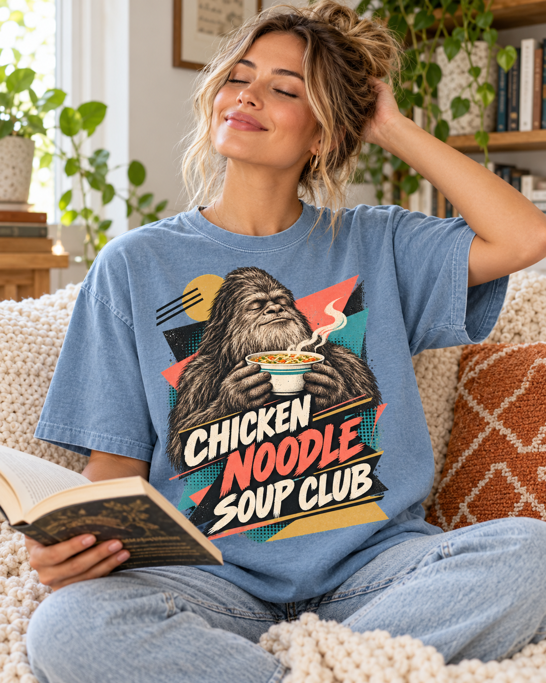 Chicken Noodle Soup Club Bigfoot T-Shirt | Retro Soup Lover Tee